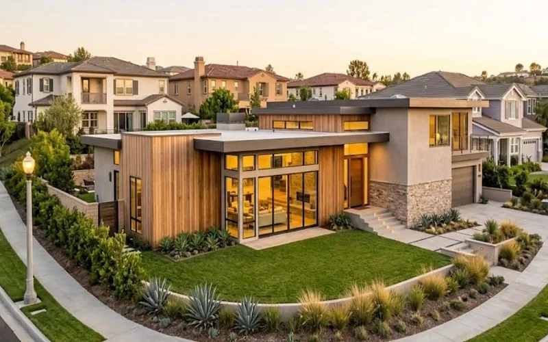 Mid-century 1970s-80s residential neighborhood near Aliso Viejo, South Orange County CA  -  copper pipe age risk zone